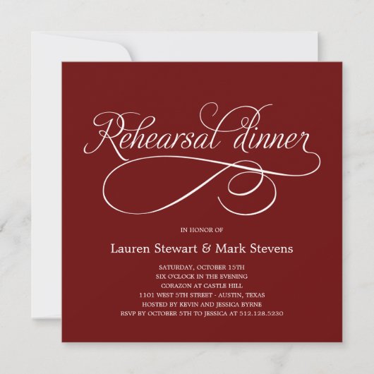 Dîner de répétition simple et élégant Invitation ( (Devant)