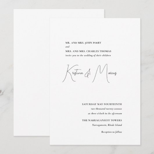 Dîner de répétition simple Invitation (Devant / Derrière)