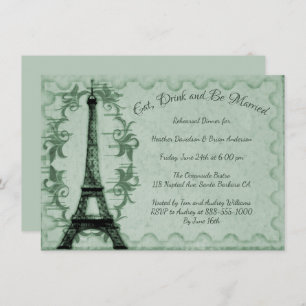 Dîner de répétition Tour Eiffel Vert Invitation