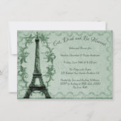 Dîner de répétition Tour Eiffel Vert Invitation (Devant)
