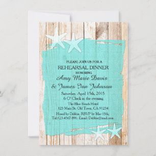 Dîner de répétition turquoise rustique invitations