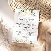 Dîner de répétition vert blanc Roses Invitation