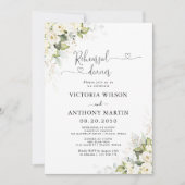 Dîner de répétition vert blanc Roses Invitation (Devant)