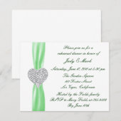 Dîner de répétition verte Diamond Heart Invitation (Devant / Derrière)