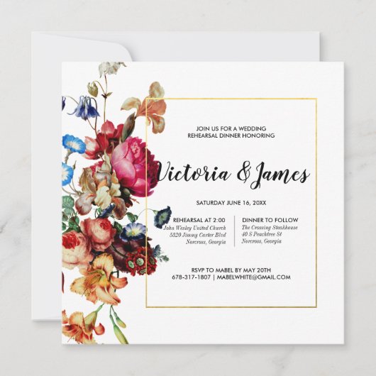 Dîner de répétition Vintage foncé Invitation (Devant)