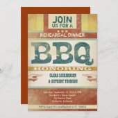 dîner de répétition vintage invitation barbecue un (Devant / Derrière)