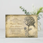 Dîner de répétition vintage invitations avec fleur (Debout devant)