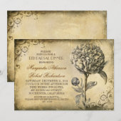 Dîner de répétition vintage invitations avec fleur (Devant / Derrière)