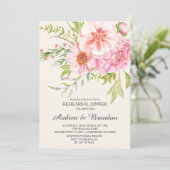 Dîner de répétition vintage Peonies Invitation (Debout devant)