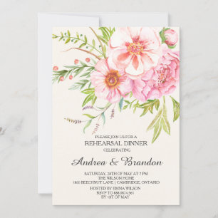 Dîner de répétition vintage Peonies Invitation