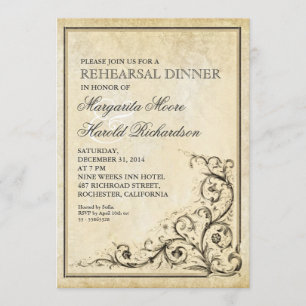 Dîner de répétition vintage tourbillons invitation