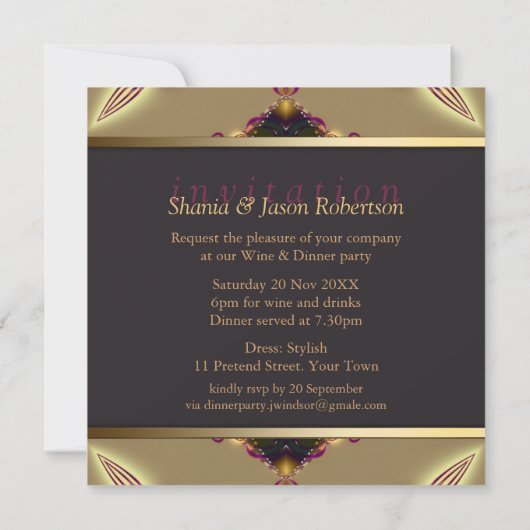 Dîner de rêve factice Invitation (Dos)