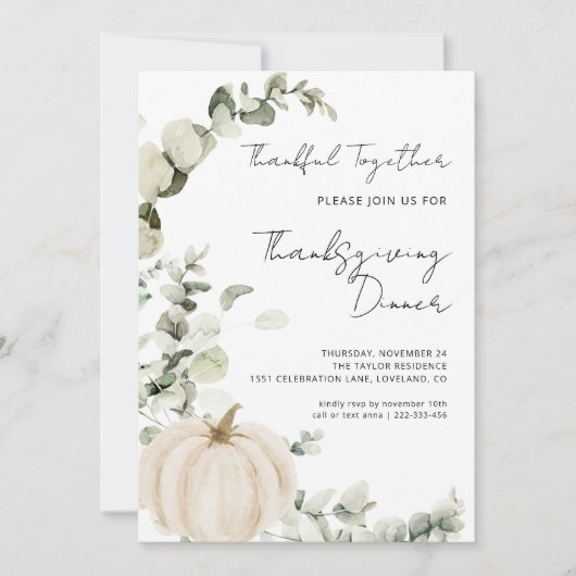 Dîner de Thanksgiving Citrouille Invitation Modèle (Devant)