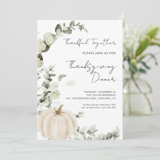 Dîner de Thanksgiving Citrouille Invitation Modèle (Debout devant)