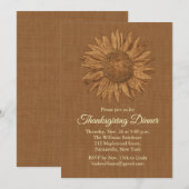 Dîner de Thanksgiving de tournesol Invitation (Devant / Derrière)