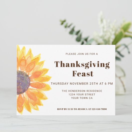 Dîner de Thanksgiving de tournesol Invitation (Debout devant)