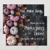 Dîner de Thanksgiving Invitation Rustique Citrouil (Devant / Derrière)