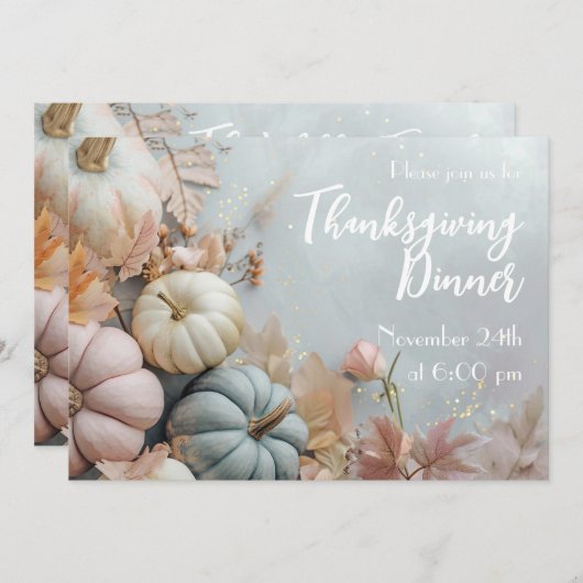 Dîner de Thanksgiving Pastell Invitation Citrouill (Devant / Derrière)