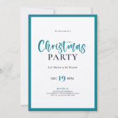 Dîner de typographie de Noël turquoise invitation (Devant)