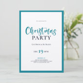 Dîner de typographie de Noël turquoise invitation (Debout devant)