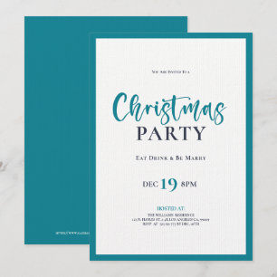 Dîner de typographie de Noël turquoise invitation