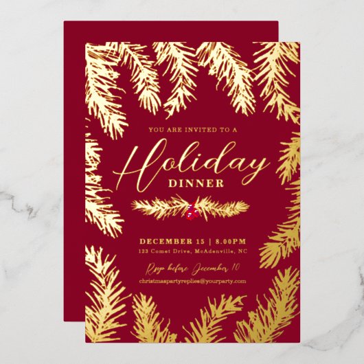 Dîner de vacances baie rouge Noël or (Recto/Verso)