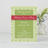 Dîner de vacances Classy Damask Design Invitations (Debout devant)