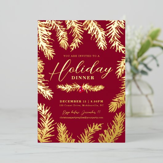 Diner de vacances fruits rouges noël or (Debout devant)