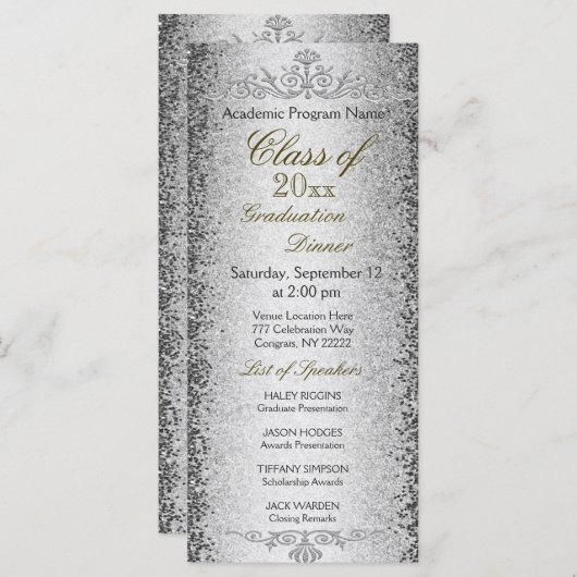 Dîner d'études Invitation Argent (Devant / Derrière)