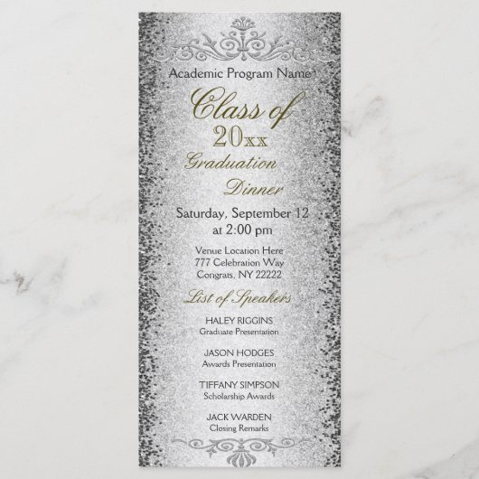 Dîner d'études Invitation Argent (Devant)