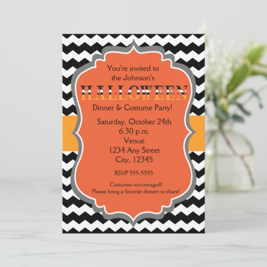 Dîner d'Halloween Costume fête Chevron Invitation (Debout devant)