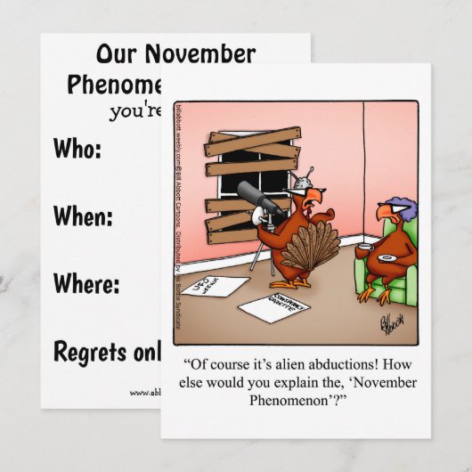 Dîner d'Humours de Thanksgiving Invitations (Devant / Derrière)