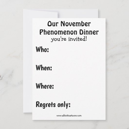 Dîner d'Humours de Thanksgiving Invitations (Dos)