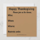Dîner d'Humours de Thanksgiving Invitations (Dos)