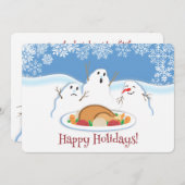 Dîner dinde Snowmen carte de Noël culinaire (Devant / Derrière)