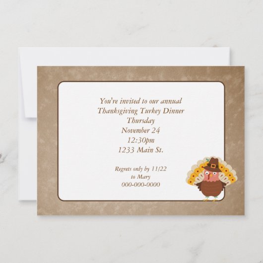 Dîner diner turc Invitation (Dos)