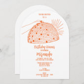 Dîner Disco Ball Invitation Orange (Devant / Derrière)