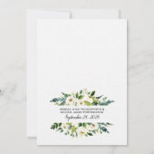 Dîner d'ivoire Floral Greenery Invitations (Dos)