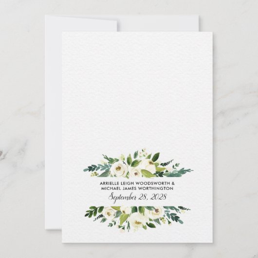 Dîner d'ivoire Floral Greenery Invitations (Dos)