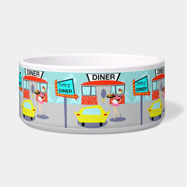 Diner Dog Bowl uit 1950 Voerbakje (Voorkant)