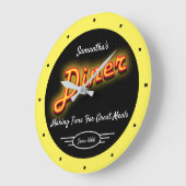 Diner Elke naam sinds de datum Faux Neon Yellow Bl Grote Klok (Hoek)