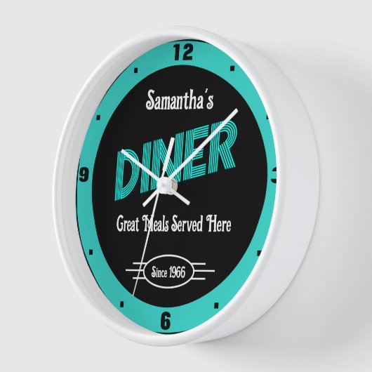 Diner Elke Naam Stijl Datum Retro Turquoise Zwart (Hoek)