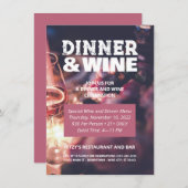 Diner- en wijnfoto aangepaste flyer uitnodiging (Voorkant / Achterkant)