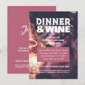 Diner- en wijnfoto op maat gemaakte flyer uitnodig kaart (Voorkant / Achterkant)