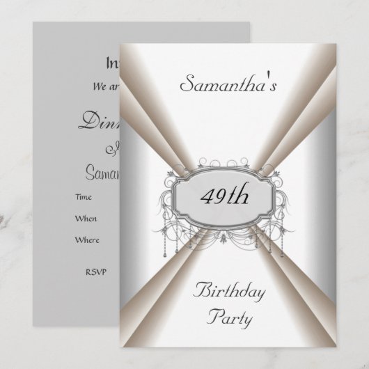 Diner Fête Anniversaire Invitation Ajouter vos dét (Devant / Derrière)