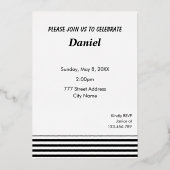 Dîner Fête des pères noire Foil Invitation (Verso)