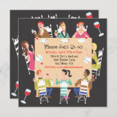 Diner fêtes Invitation avec table et amis (Devant / Derrière)