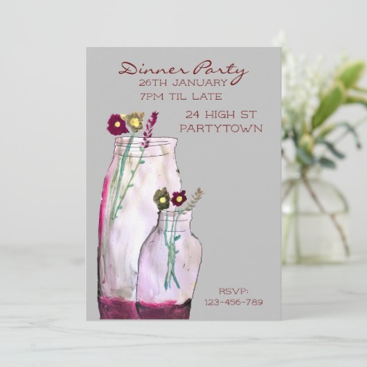 Dîner fleur sauvage Whimsical invitation (Debout devant)