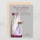 Dîner fleur sauvage Whimsical invitation (Devant / Derrière)