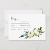Dîner floral blanc Options Mariage carte RSVP (Devant)